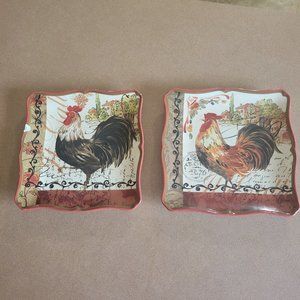 Discontinued Tuscan Rooster Salad Plates Set of 2!